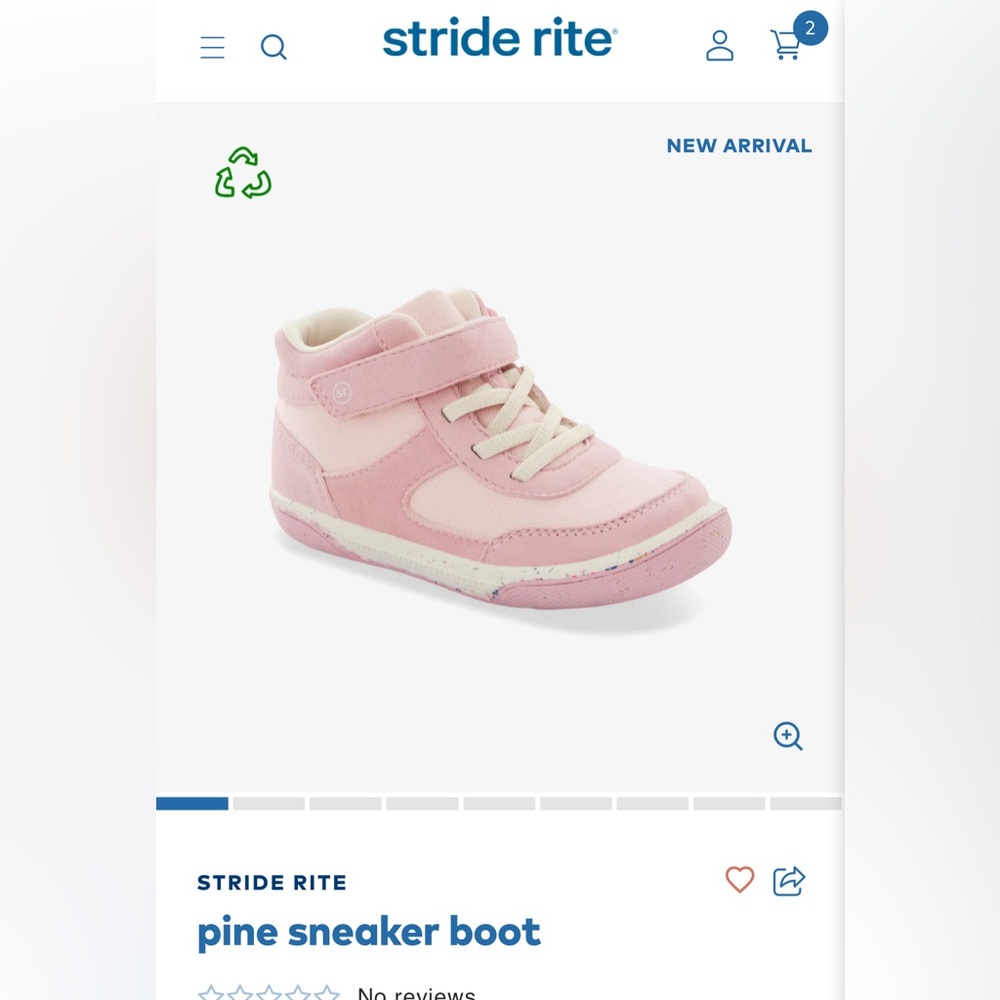 Stride Rite pink sneaker boot 6m toddler